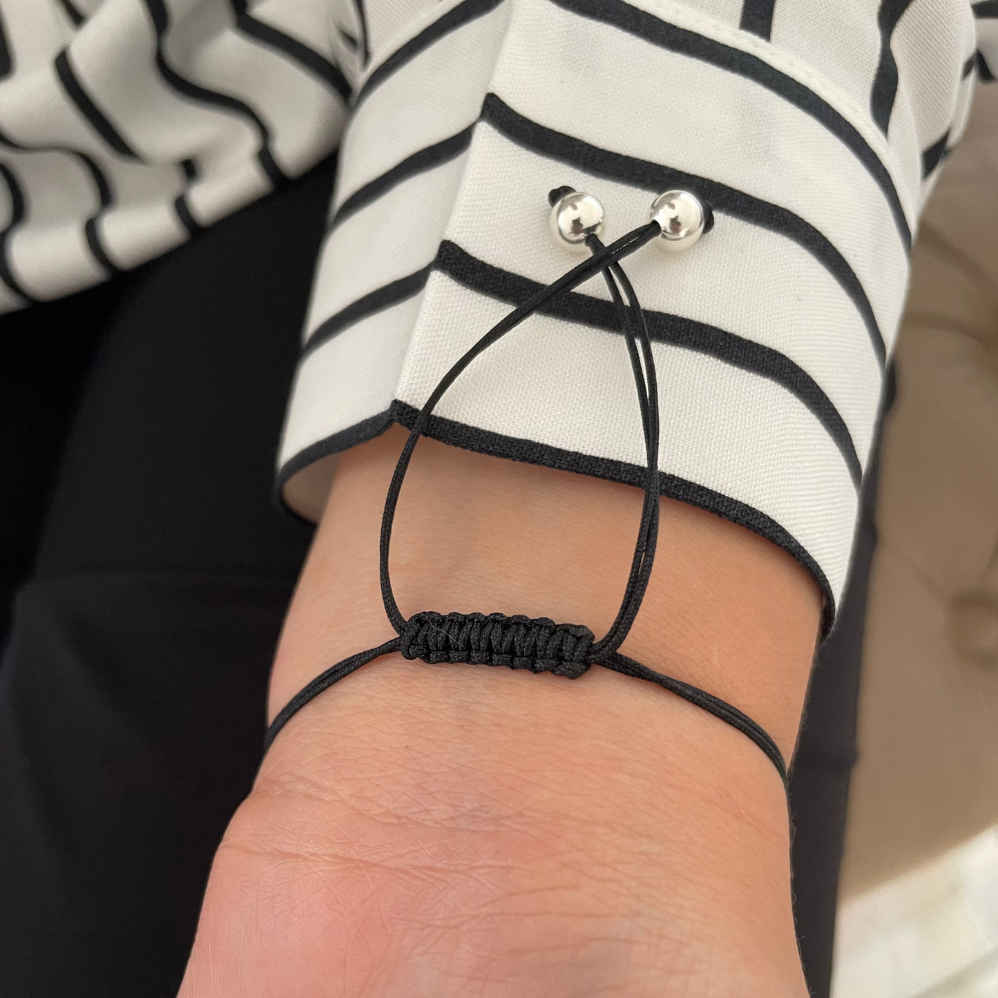 Sterling Silver Circle Thread Bracelet – Handcrafted Minimalist Jewelry